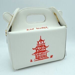 Chinese Tower Print Top-Handle Takeout Box Handbag